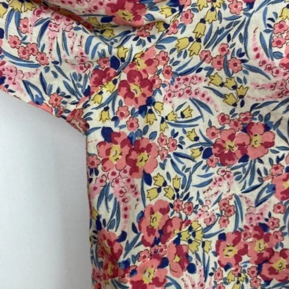J.Crew x Liberty 6 Popover Shirt Swirling Petals Pink Red Blue Yellow - Picture 8 of 14